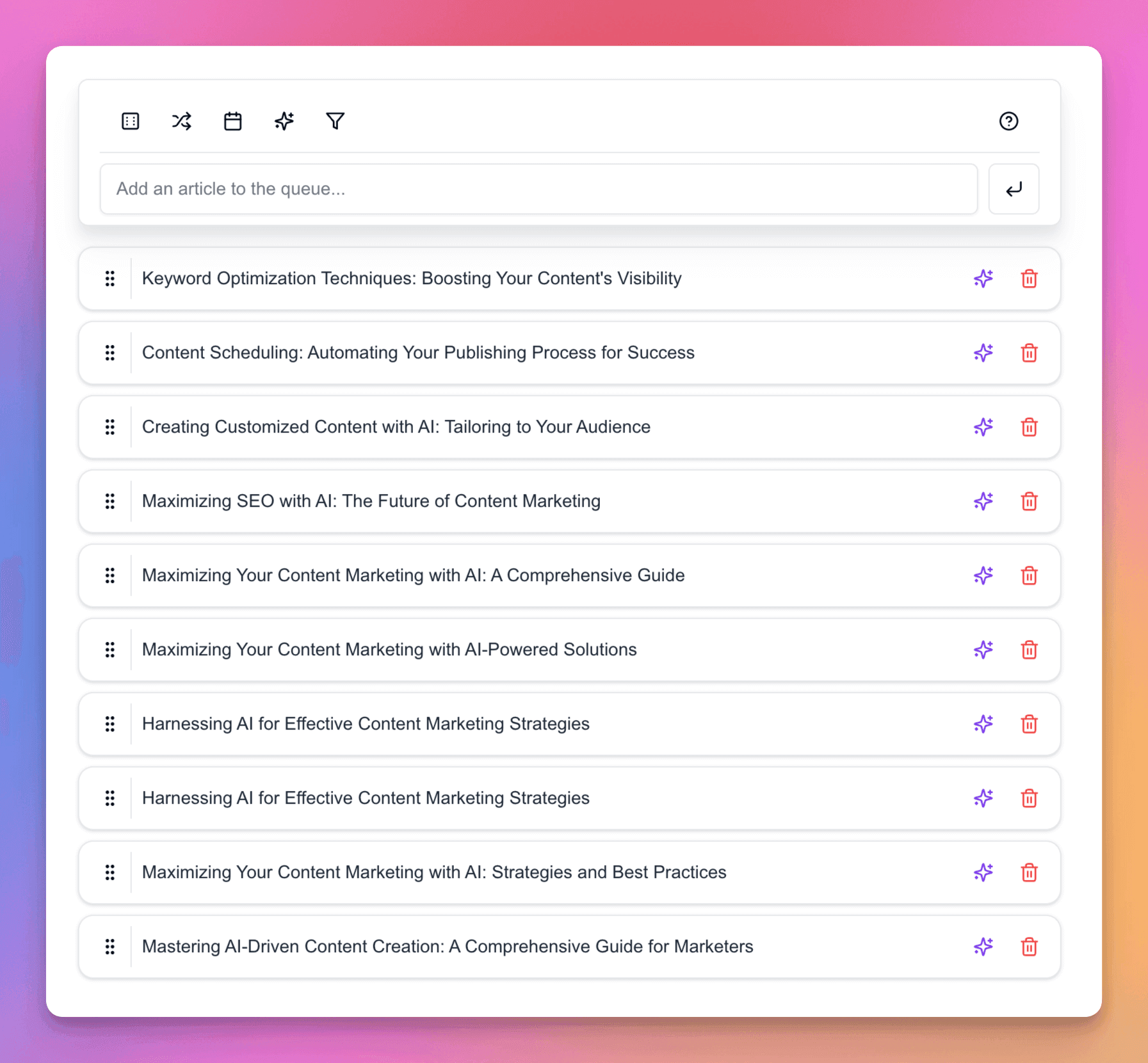 AutopilotSEO Queue Closeup